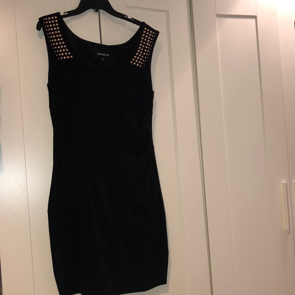 Express Black Stud-Shoulder Sheath Dress